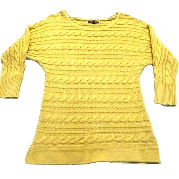 Banana Republic Women's Cable Knit Sweater; Mustard; Medium - Picture 1 of 3